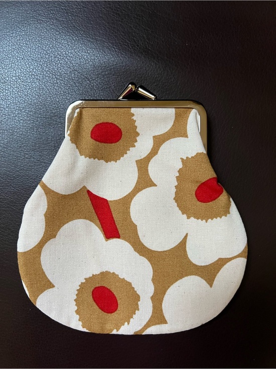 Marimekko Handbags - Marimekko Wallet Unikko Tan and Red Small Coin Purse